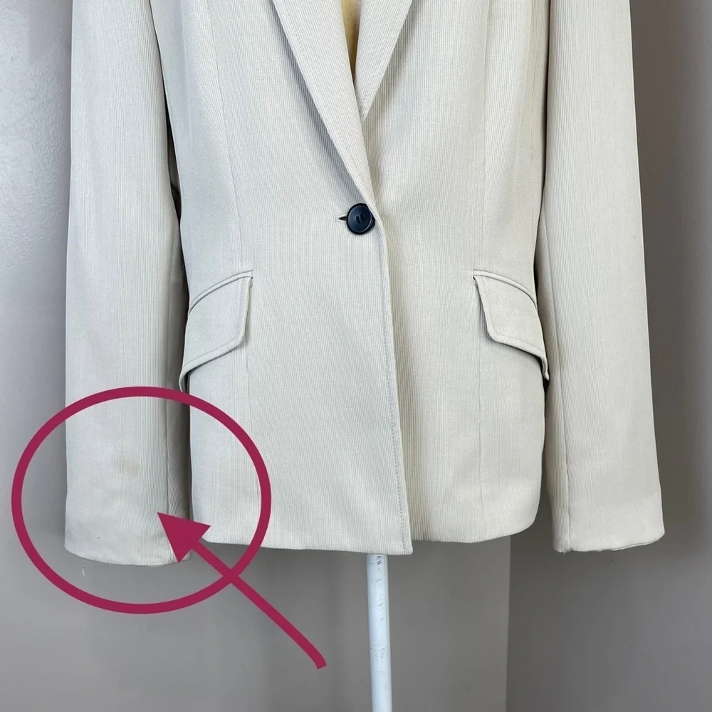 Vintage Evan Picone Blazer Sz 14 One Button Front Beige color - Picture 10 of 16